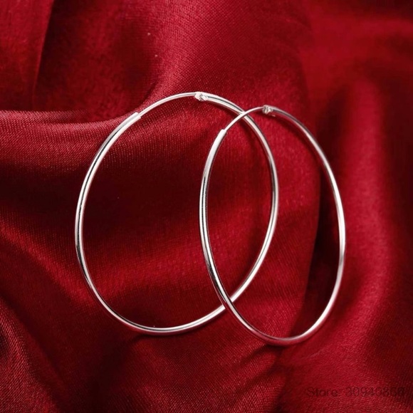 New! Silver Plated Hoop Earrings - Picture 4 of 16